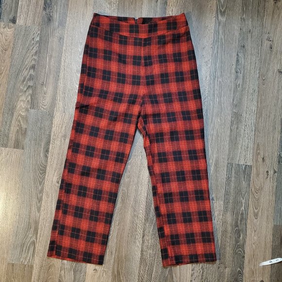 4 Sienna Pants - 4 Sienna Red & Black Plaid Trousers